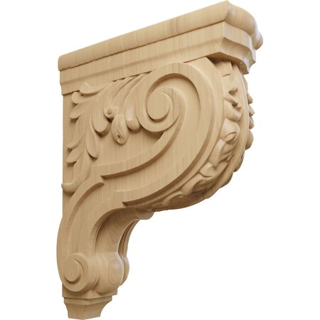 Ekena Millwork 4"W x 10 1/2"D x 14"H Large Hudson Acanthus Wood Corbel, Cherry CORW04X11X14HDCH